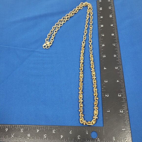 Loft Gold-Tone Twisted Rope Chain Necklace With Golden Rhinestones - Picture 5 of 5